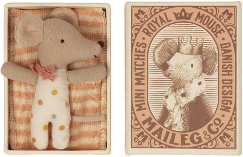 Maileg Myszka - Baby mouse, Sleepy/wakey in box - Girl