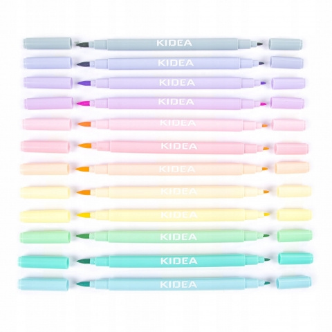 Flamastry dwustronne pastelowe 6 kolorów KIDEA