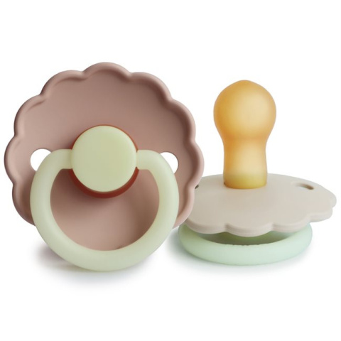 FRIGG Smoczki 6-18m Night Daisy Kauczuk 2-Pack Blush / Cream - Rozmiar 2