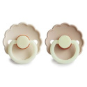 FRIGG Smoczki 6-18m Night Daisy Kauczuk 2-Pack Cream / Croissant - Rozmiar 2