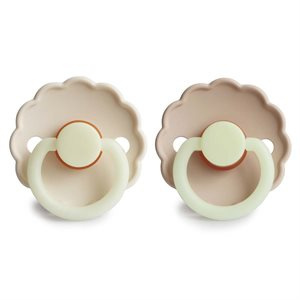 FRIGG Smoczki 6-18m Night Daisy Kauczuk 2-Pack Cream / Croissant - Rozmiar 2
