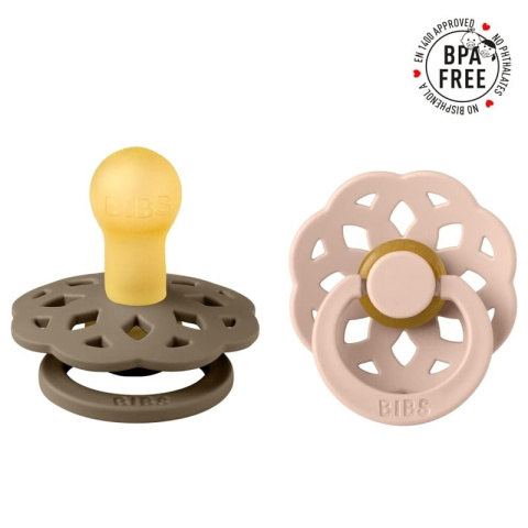 BIBS BOHEME 2-PACK S DARK OAK & BLUSH 0-6m Smoczki uspokajające kauczuk Hevea