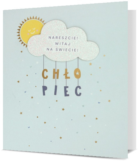 Kartka Chłopiec karnet Narodziny Baby Shower z kopertą B6 Pan Dragon