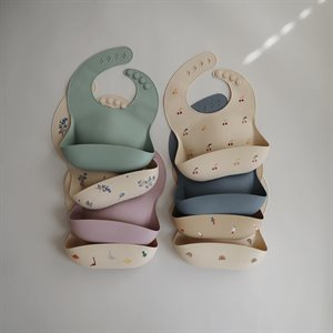 Mushie Śliniak Silikonowy Silver Sage