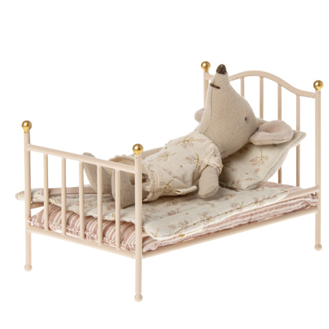 Maileg Metalowe Łóżeczko z pościelą ROSE - Akcesoria dla lalek