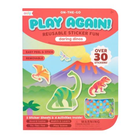 Ooly Naklejki Wielorazowe Mini z Grą, Dinozaury