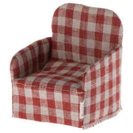 Maileg Czerwony fotel w kratkę RED - Akcesoria dla lalek