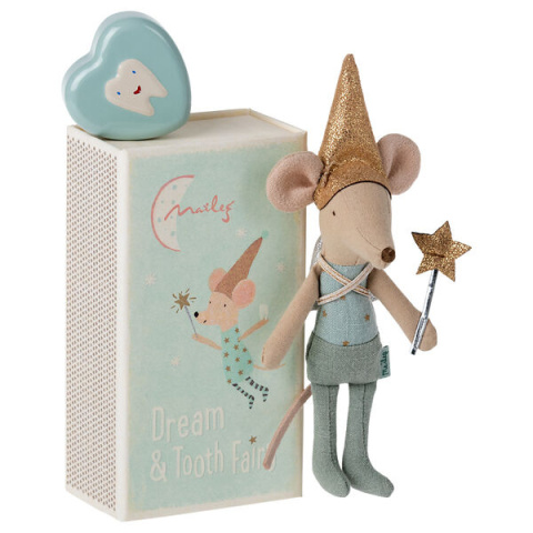 Maileg Myszka Zębowa Wróżka w pudełku - Tooth fairy mouse in matchbox - Blue