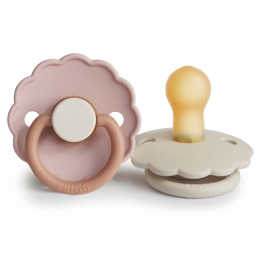 FRIGG Smoczki 0-6m Daisy Kauczuk 2-Pack Biscuit/Cream - Rozmiar 1