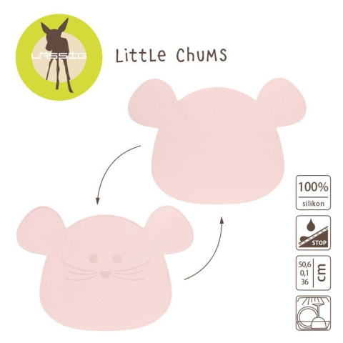 Lassig Silikonowa mata podkładka Little Chums Mysz różowa