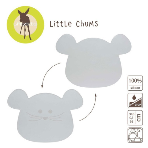 Lassig Silikonowa mata podkładka Little Chums Mysz szara