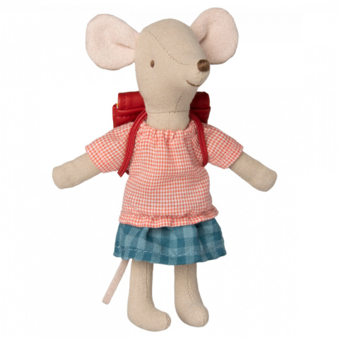 Maileg Myszka rowerzystka z czerwonym plecakiem, Big Sister