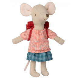 Maileg Ubranko myszki - Ubranko i plecak czerwony, Myszka Big Sister