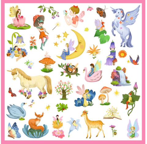 Djeco Zestaw naklejek 160szt Metaliczne naklejki FANTAZJA DJ09279