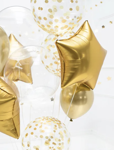 Balon Kula w kropki 40cm złoty