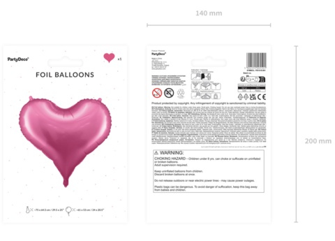 Balon foliowy Serce 75x64,5cm różowy