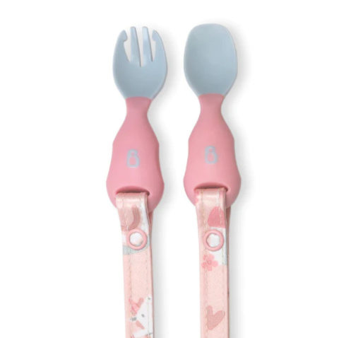 Bibado Łyżeczka i widelec z możliwością doczepienia do śliniaka Over the Rainbow