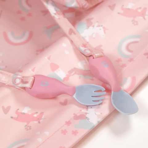 Bibado Łyżeczka i widelec z możliwością doczepienia do śliniaka Over the Rainbow