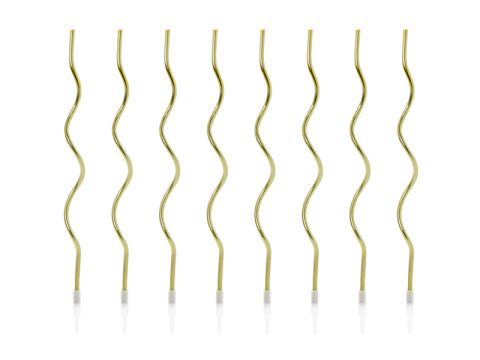 Świeczki urodzinowe zakręcone złote 14cm 8szt