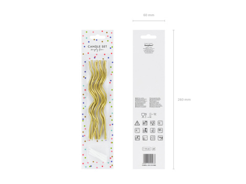 Świeczki urodzinowe zakręcone złote 14cm 8szt