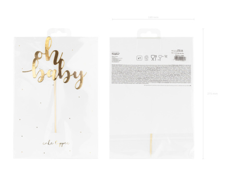 Topper na tort Oh baby złoty 25cm