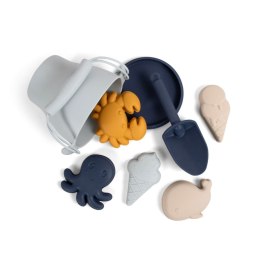 Filibabba Silikonowy zestaw wiaderko i zabawki do piasku Cold colors