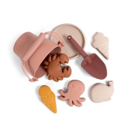 Filibabba Silikonowy zestaw wiaderko i zabawki do piasku Warm colors