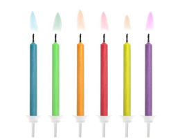 Świeczki urodzinowe kolorowe płomienie 6szt