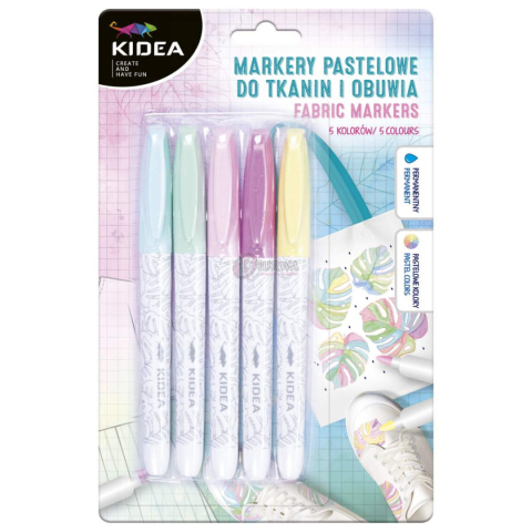KIDEA Markery do obuwia i tkanin pastel 5 kolorów