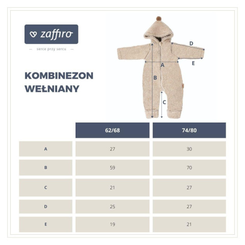 Zaffiro Kombinezon 100% wełna - Baranek Beige