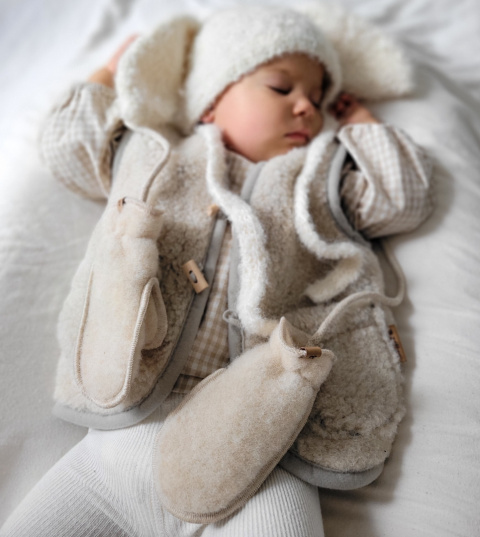 Zaffiro Rękawiczki dziecięce Wełna premium 3-5 l Beige