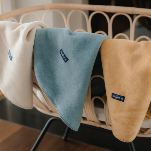 Zaffiro Kocyk bawełniany dziecięcy do wózka - kremowy