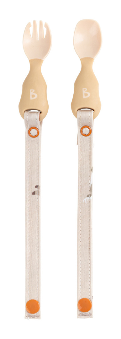 Bibado Łyżeczka i widelec z możliwością doczepienia do śliniaka Fawn