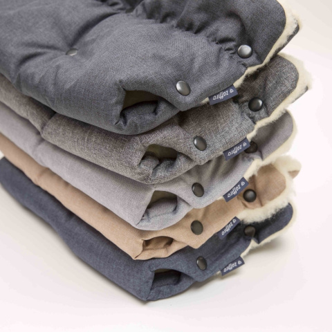 ZAFFIRO dwuczęściowe mufki 2w1 do wózka z wełną - melange light grey