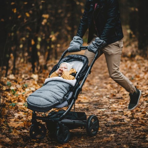 ZAFFIRO dwuczęściowe mufki 2w1 do wózka WEŁNA premium - MELANGE GRAPHITE grafitowy