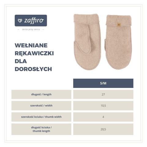 Zaffiro Rękawiczki dla dorosłych Wełna premium S/M Grey