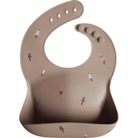 Mushie Śliniak Silikonowy z kieszonką Rocket