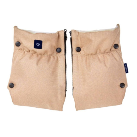 ZAFFIRO dwuczęściowe mufki 2w1 do wózka beżowa WEŁNA premium - MELANGE BEIGE