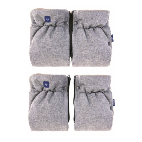 ZAFFIRO dwuczęściowe mufki 2w1 do wózka beżowa WEŁNA premium - MELANGE LIGHT GREY