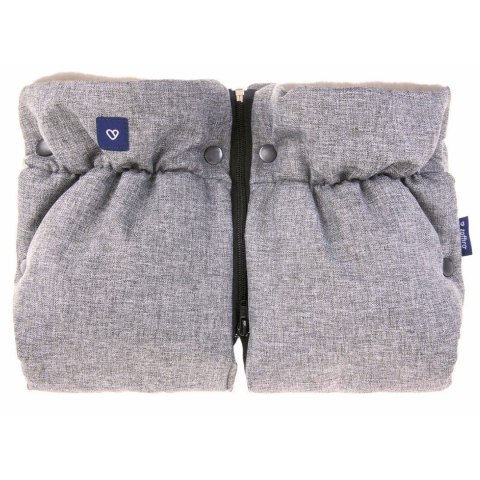 ZAFFIRO dwuczęściowe mufki 2w1 do wózka beżowa WEŁNA premium - MELANGE LIGHT GREY