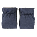 ZAFFIRO dwuczęściowe mufki 2w1 do wózka beżowa WEŁNA premium + melange navy blue