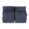 ZAFFIRO dwuczęściowe mufki 2w1 do wózka beżowa WEŁNA premium + melange navy blue