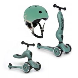 SCOOTANDRIDE Komplet Hulajnoga HighWayKick 2w1 + kask (XXS-S) | Forest