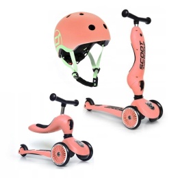 SCOOTANDRIDE Komplet Hulajnoga HighWayKick 2w1 + kask (XXS-S) | Peach