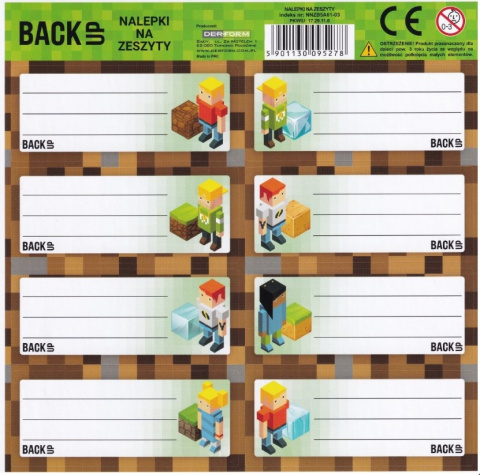 Naklejki na zeszyty BackUp 5A Pikselowa gra