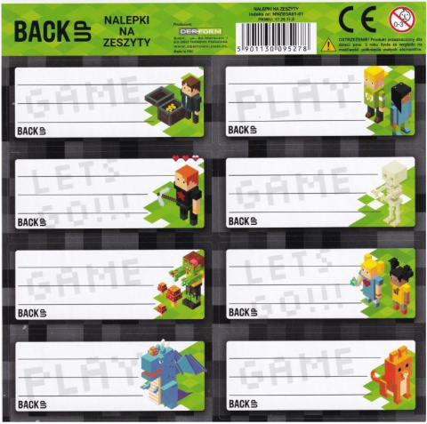 Naklejki na zeszyty BackUp 5A Pikselowa gra