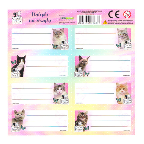 Naklejki na zeszyty Cleo i Frank Kotki