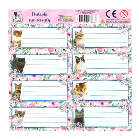 Naklejki na zeszyty Cleo i Frank Kotki