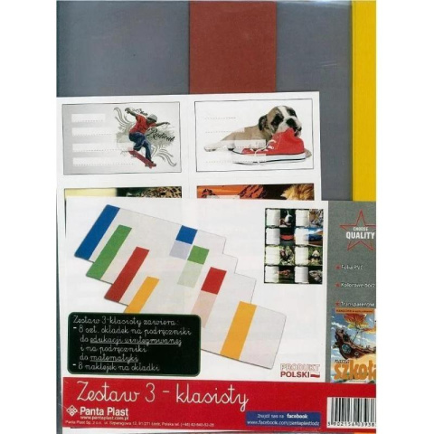 Okładki zestaw 3-klasisty Zestaw okładek 8szt + naklejki