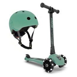 SCOOTANDRIDE Komplet Highwaykick 3 LED Hulajnoga + kask (S-M) | Forest